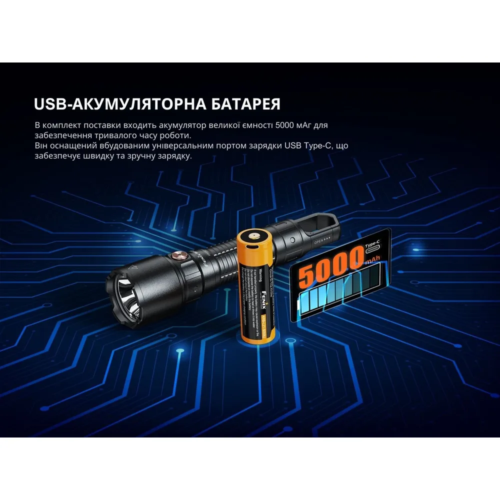 Ліхтар професійний Fenix алюміній 182х40х40 мм білий УФ