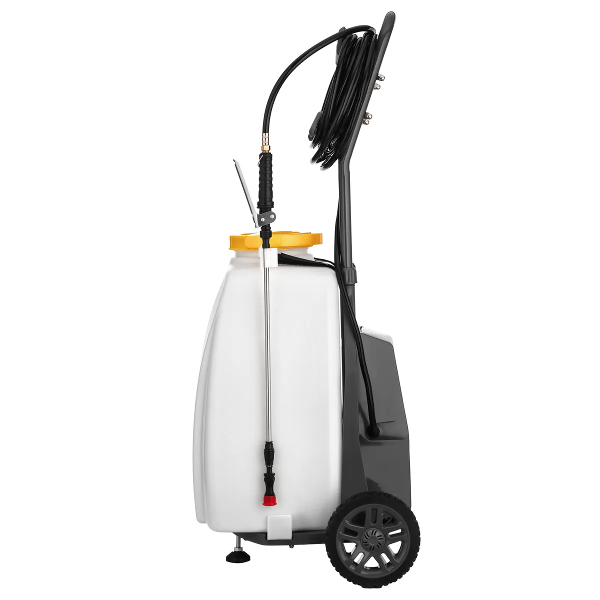 Акумуляторний обприскувач 2E AquaSpray 40LR, 40 л, 12 В, 1 х 12 А·год, 7 бар, 6 л/хв, з вольтметром, колесами та шлангом 15 м, ваг