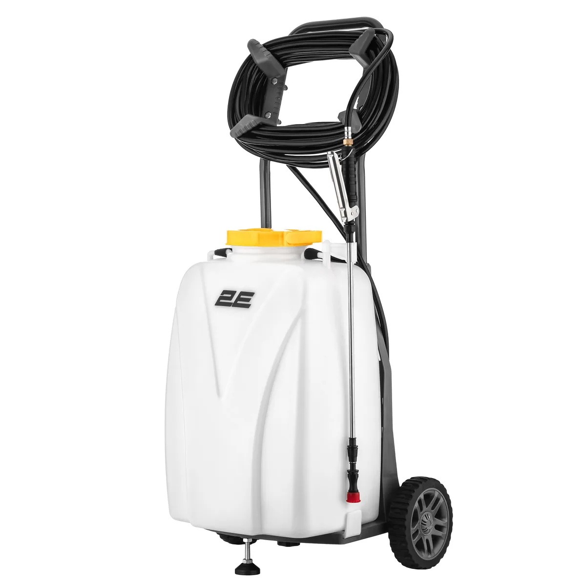 Акумуляторний обприскувач 2E AquaSpray 40LR, 40 л, 12 В, 1 х 12 А·год, 7 бар, 6 л/хв, з вольтметром, колесами та шлангом 15 м, ваг
