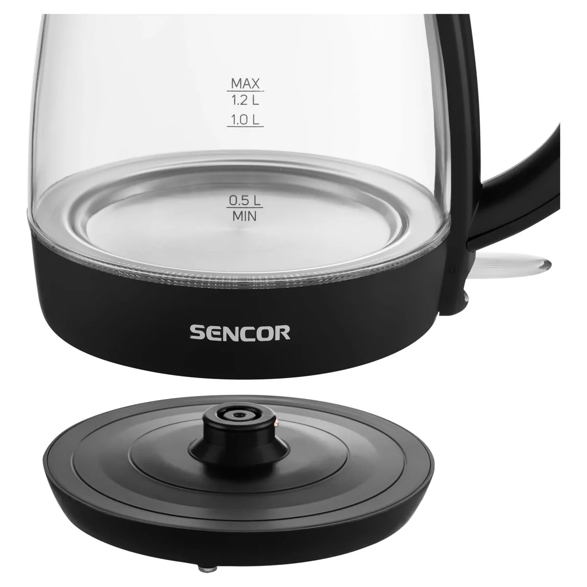 Електрочайник Sencor 1,2 л Скло Чорний 2200 Вт