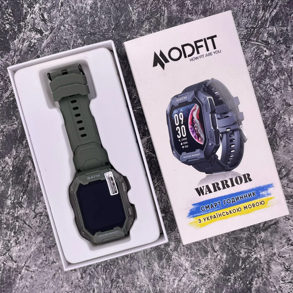 Розумні годинники Modfit полімер сталь 55х43 мм Армійський зелені
