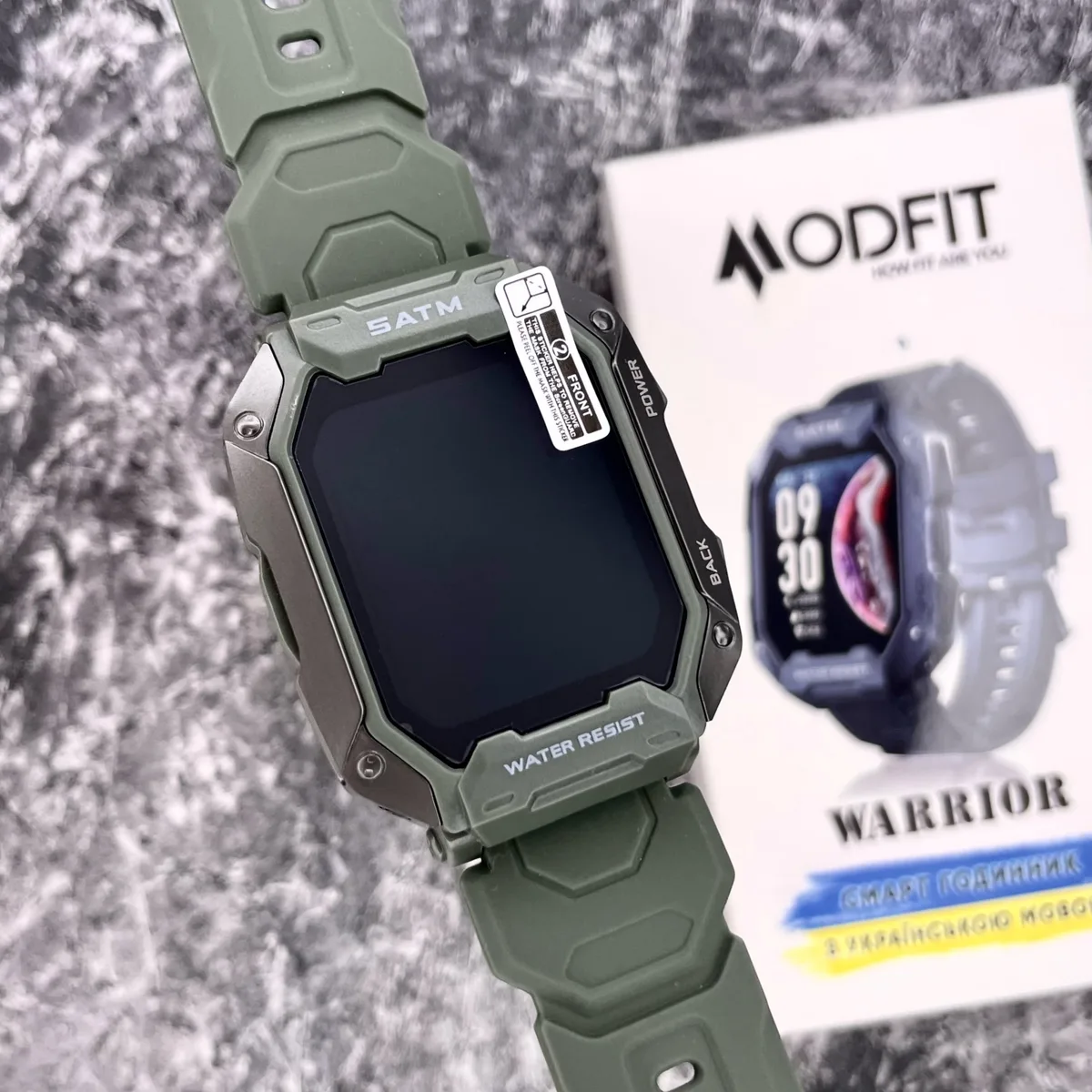 Розумні годинники Modfit полімер сталь 55х43 мм Армійський зелені