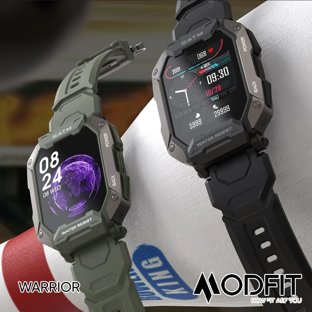 Розумні годинники Modfit полімер сталь 55х43 мм Армійський зелені