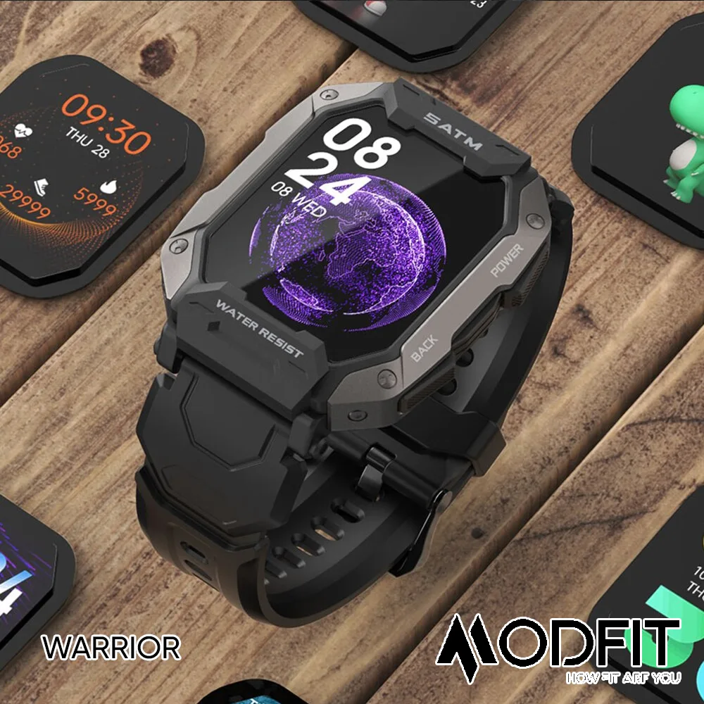 Розумні годинники Modfit полімер сталь 55х43 мм Армійський зелені