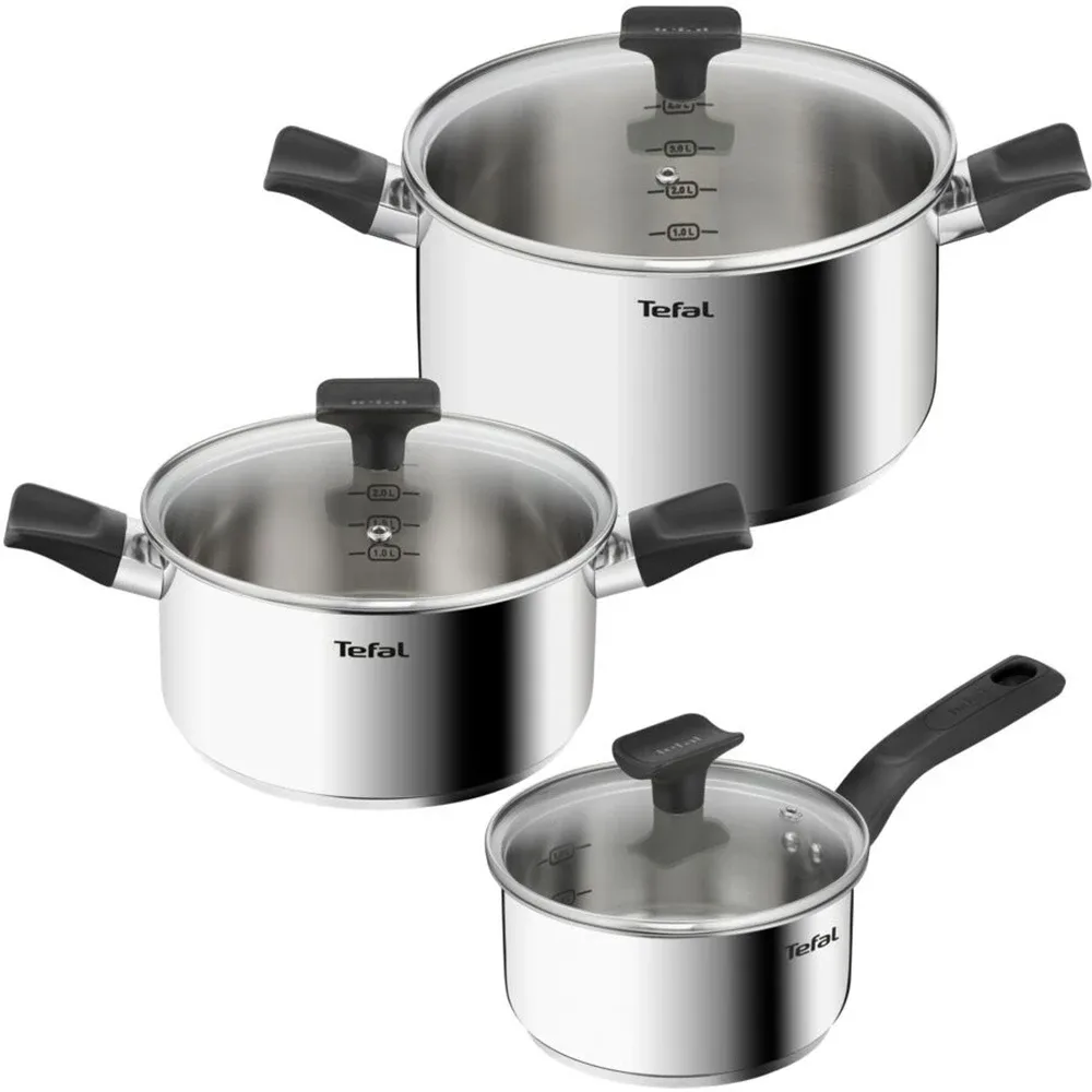 Набір кухонного посуду Tefal Delicious, 6 предметів, з нержавіючої сталі, бакеліту та скла.