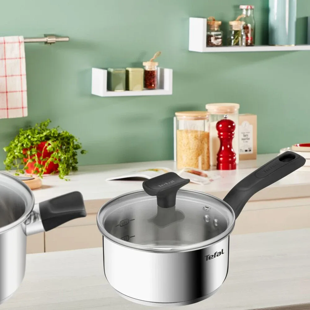 Набір кухонного посуду Tefal Delicious, 6 предметів, з нержавіючої сталі, бакеліту та скла.