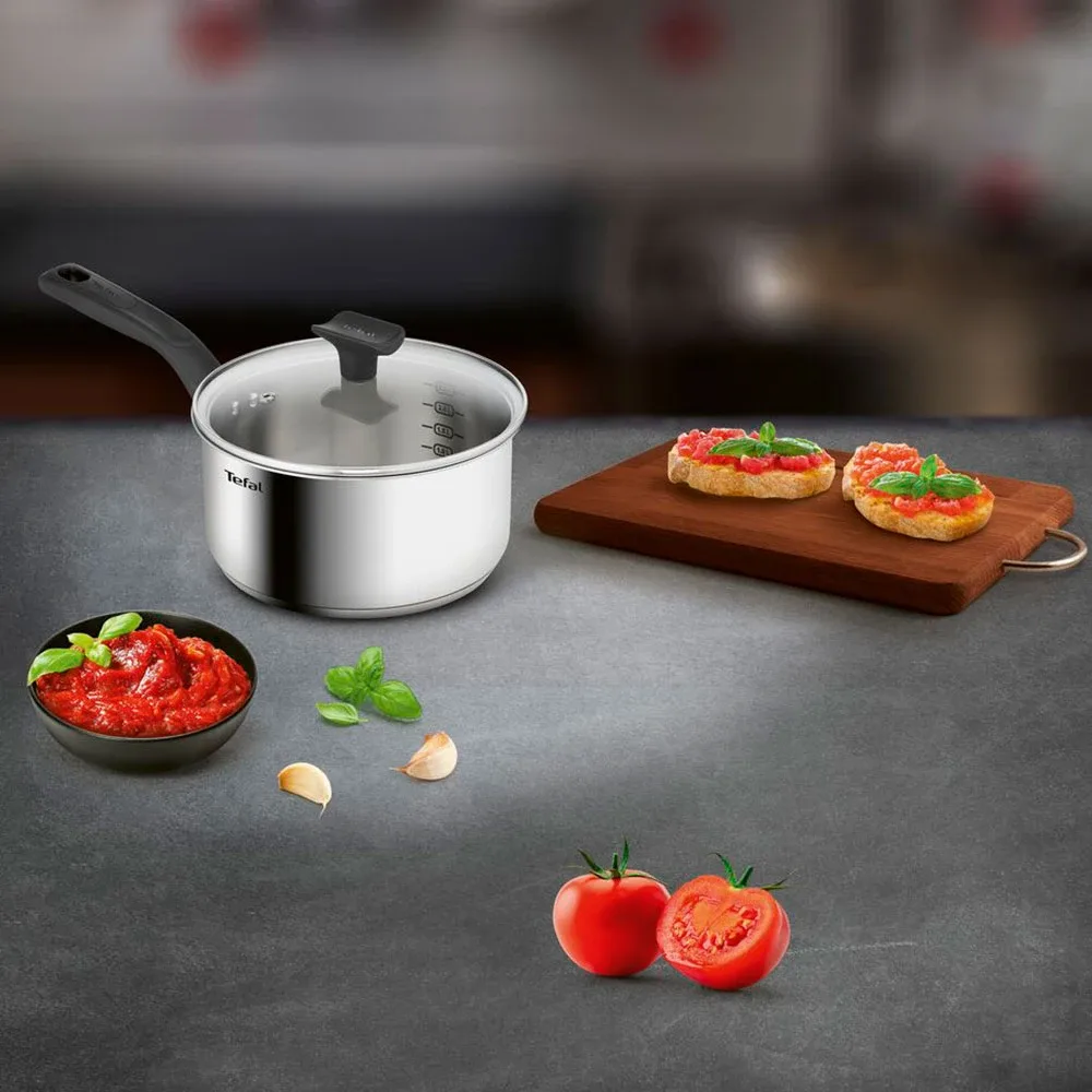 Набір кухонного посуду Tefal Delicious, 6 предметів, з нержавіючої сталі, бакеліту та скла.
