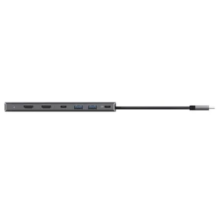 Адаптер Trust Dalyx 7in1 USB-C> 2xUSB-А 3.2/2xUSB-С/2xHDMI/Display Port, Алюміній, 0.16м, Сірий