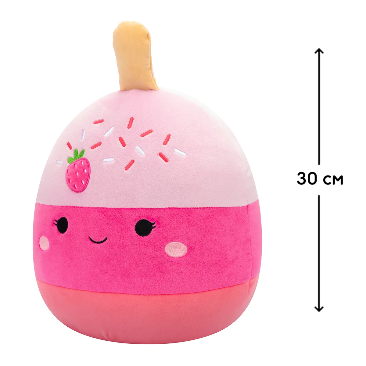 М'яка іграшка Squishmallows Полуничний кейк-поп поліестер 30 см