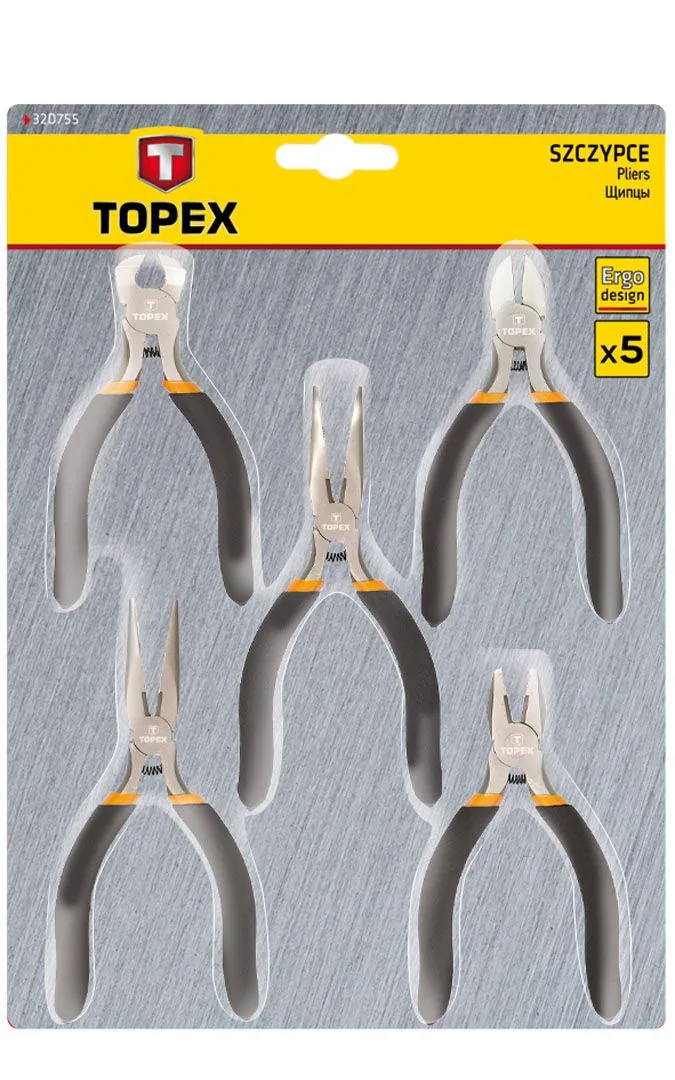 Набір шарнірно-губцевих інструментів TOPEX, прецизійні, 5шт