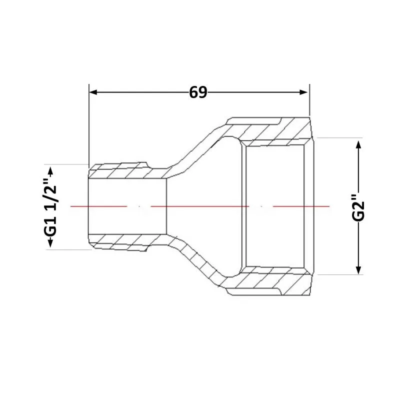 Перехід редукційний чавунний 2"x1 1/2" сірий