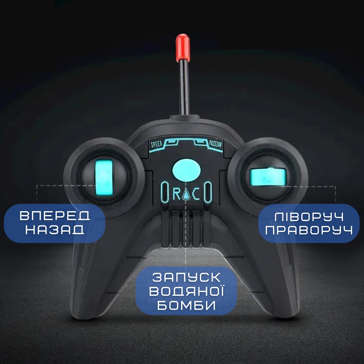 Гоночна машинка на пульті STORM ST-080 радіокерована 20 см синя з LED підсвічуванням