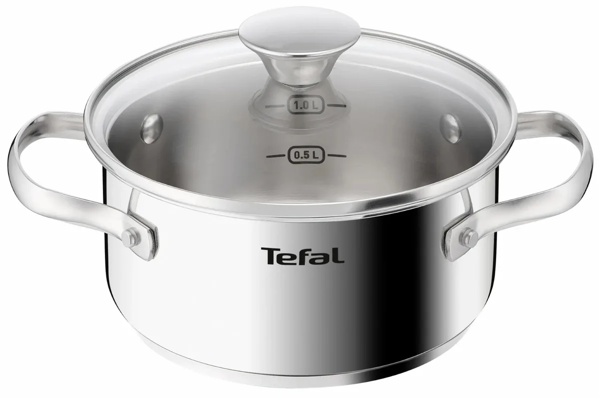 Каструля Tefal нержавіюча сталь 1,5 л 16 см зі скляною кришкою
