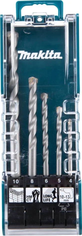 Набір бурів для бетону Makita E-11536, 4-10мм, у кейсі, 5 одиниць.