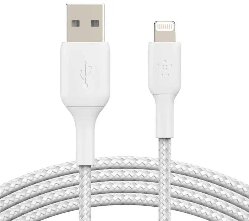 Кабель USB-A > Lightning заряджання/синхронізації Belkin 1м, 12Вт, плетений, білий