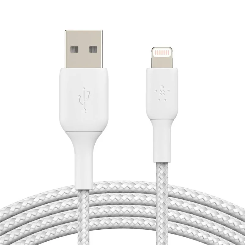 Кабель USB-A > Lightning для зарядки/синхронизации Belkin 1м, 12Вт, плетеный, белый