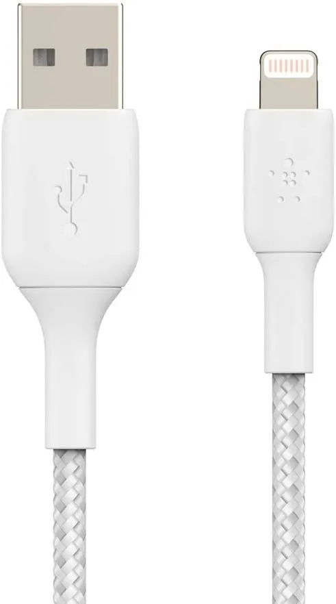 Кабель USB-A > Lightning для зарядки/синхронизации Belkin 1м, 12Вт, плетеный, белый