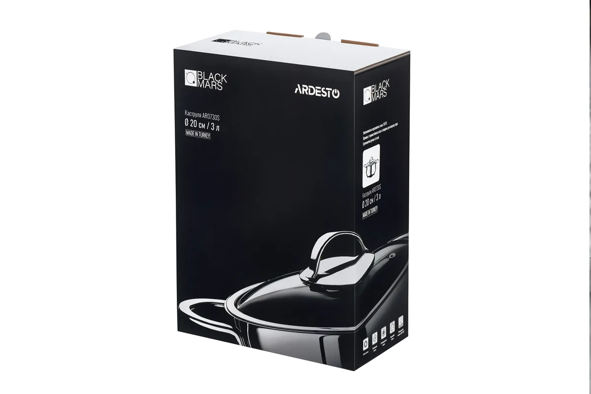 Каструля з прозорою кришкою ARDESTO Black Mars, 3 л, з нержавіючої сталі.