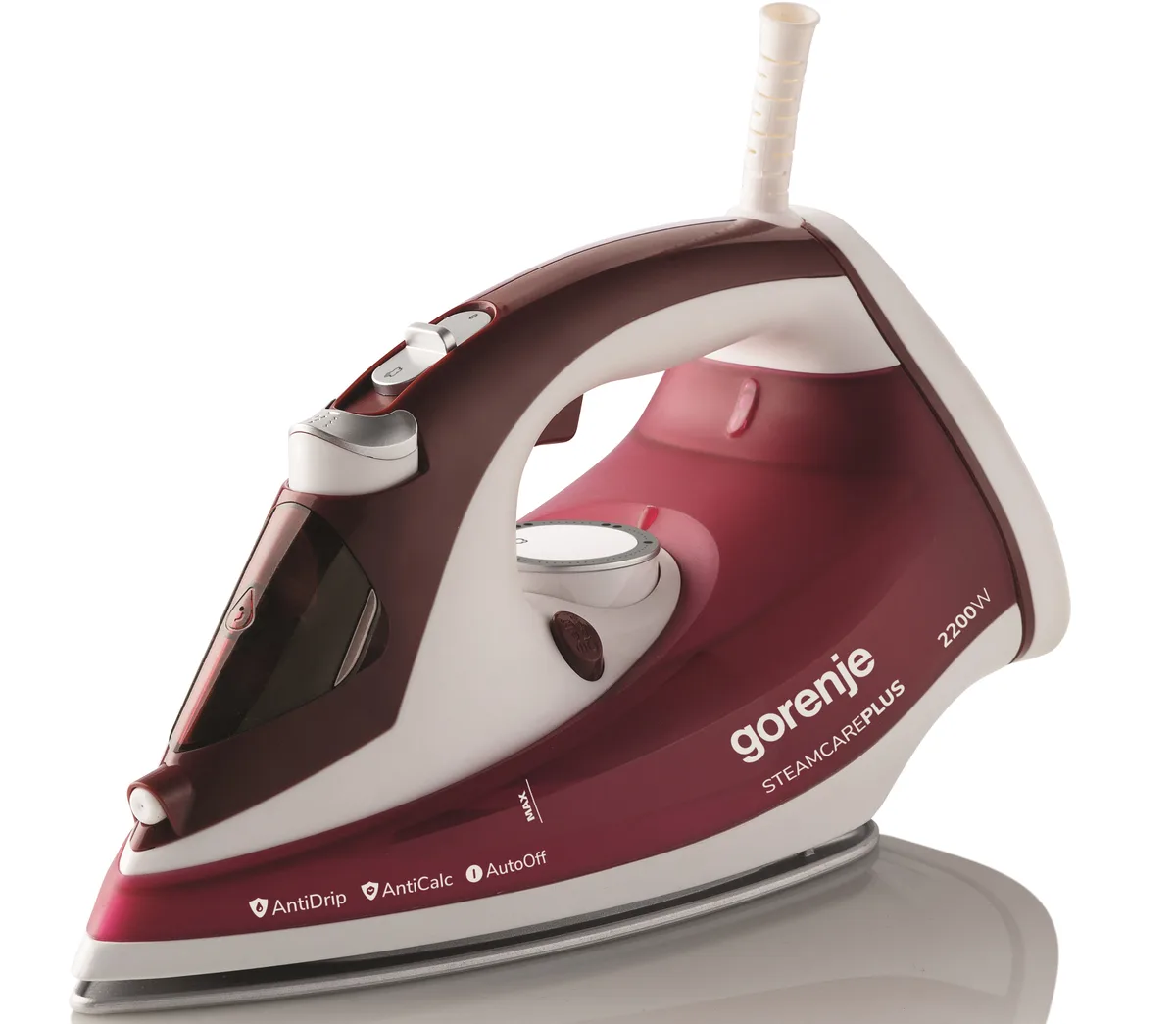 Праска Gorenje, 2200 Вт, 280 мл, паровий удар до 90°C, вертикальне відпарювання, система антинакипу, автоматичне вимкнення, керамі