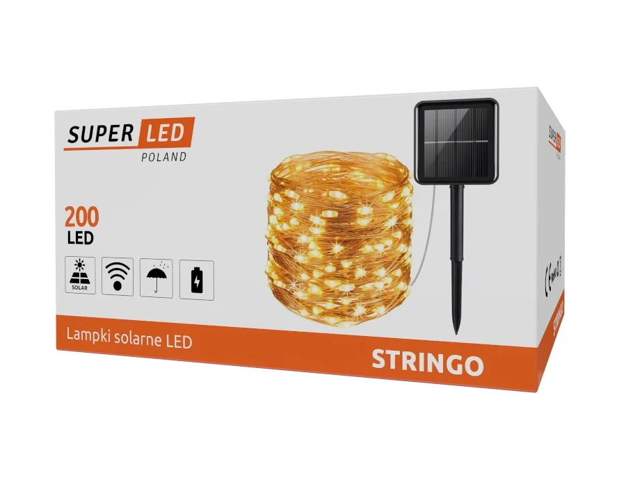 Солнечная гирлянда SuperLED пластиковая 20 м белая 200 LED 8 режимов