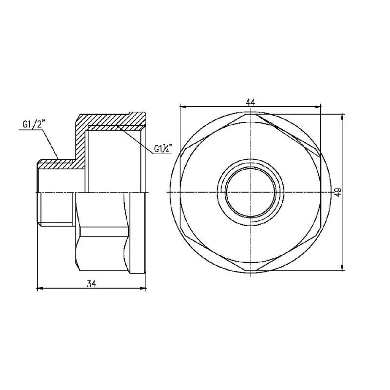 Переход никелированный 1 1/4"x1/2" латунь Thermo Alliance Forte