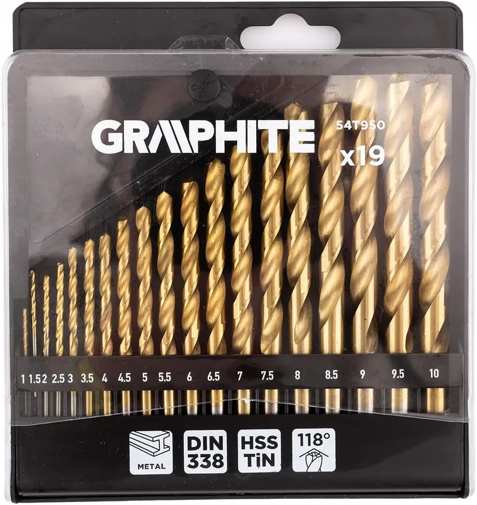 Набір свердел GRAPHITE HSS TiN 1-10 мм 19 шт в кейсі