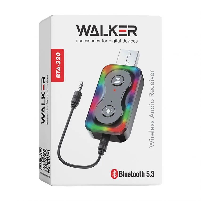 Бездротовий аудіо ресивер WALKER Bluetooth 5.3 3,5 мм Чорний
