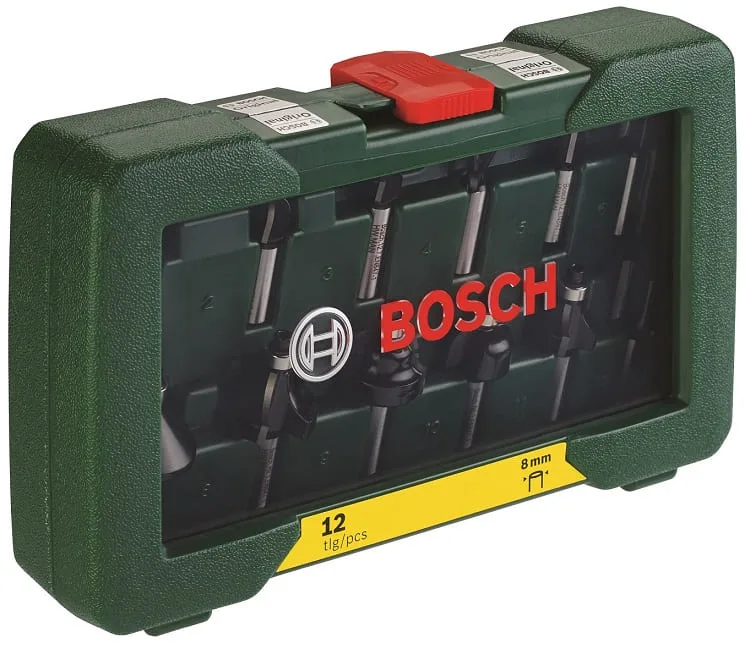 Набір дерев'яних фрез Bosch Professional Expert для обробки дерева, 8 мм, 12 шт.