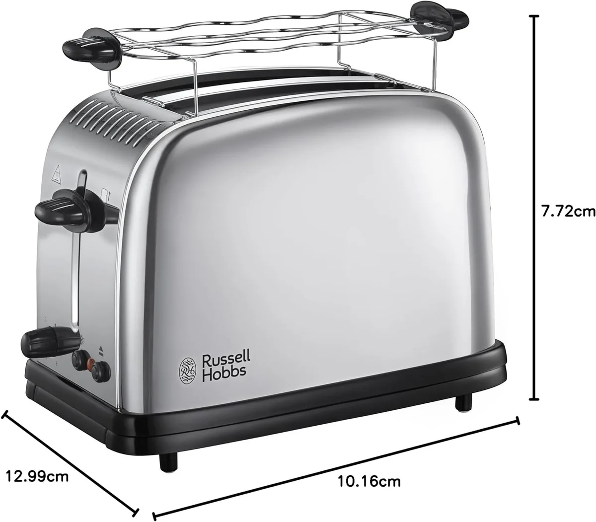 Тостер Russell Hobbs Chester 1670Вт з функцією підігріву, металевий.