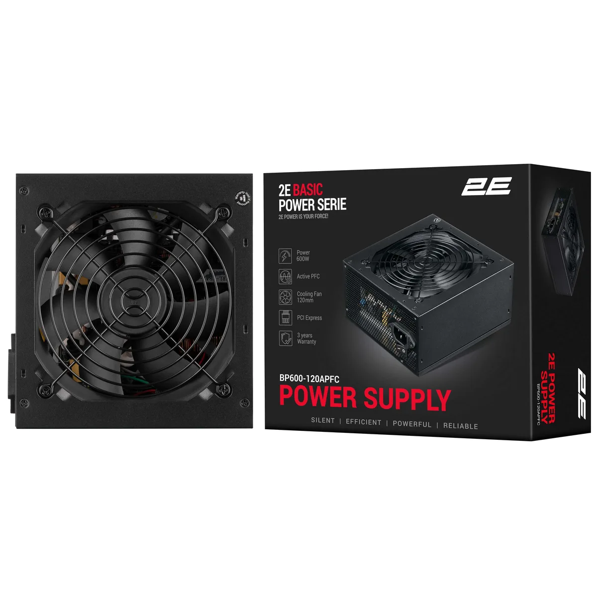 Блок живлення 2E Basic Power  (600W), >80%, 120мм, 1xMB 24pin(20+4), 1xCPU 8pin(4+4), 3xMolex, 4xSATA, 2xPCIe 8pin(6+2)