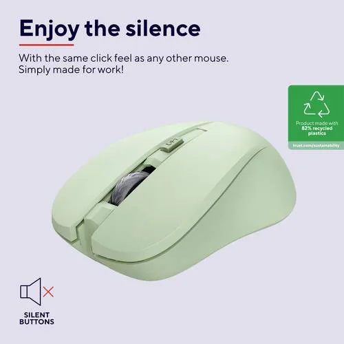 Миша Trust Mydo Silent, WL, зелёный.