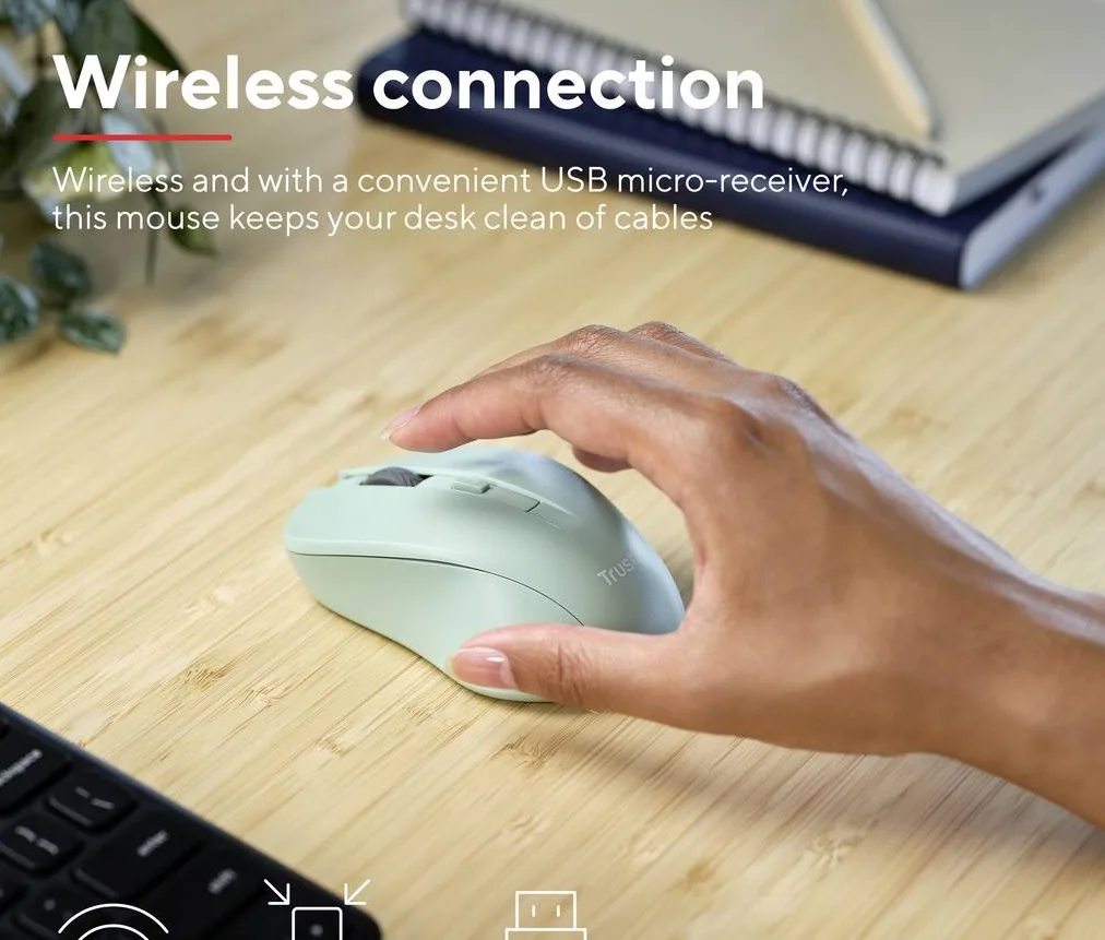 Миша Trust Mydo Silent, WL, зелёный.