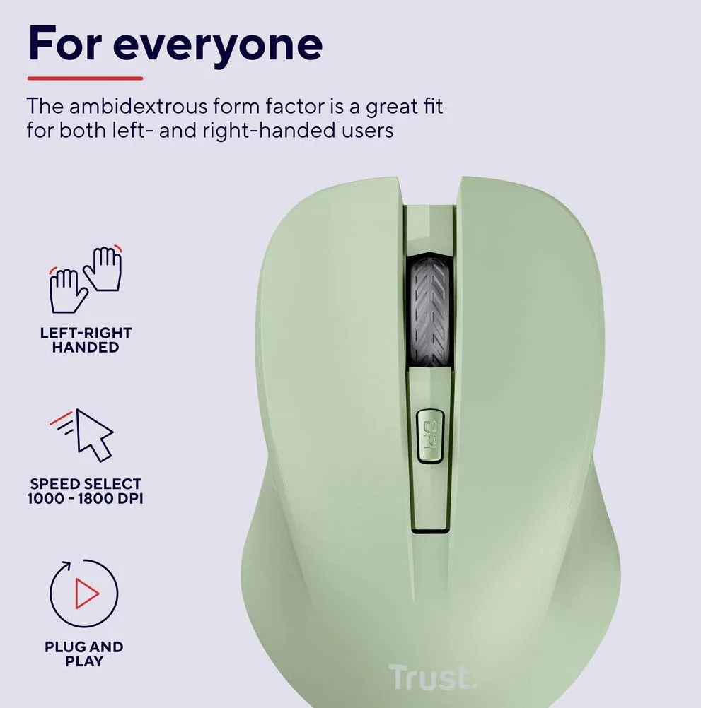 Миша Trust Mydo Silent, WL, зелёный.