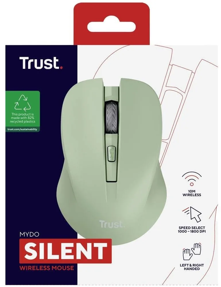 Миша Trust Mydo Silent, WL, зелёный.