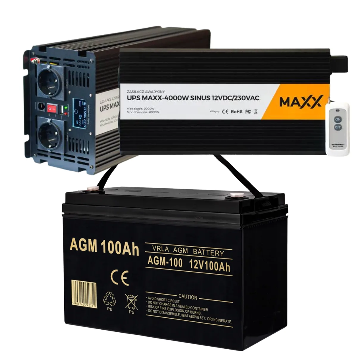Комплект аварійного живлення 4SUN AGM 100Ah 12V 230V 4000W