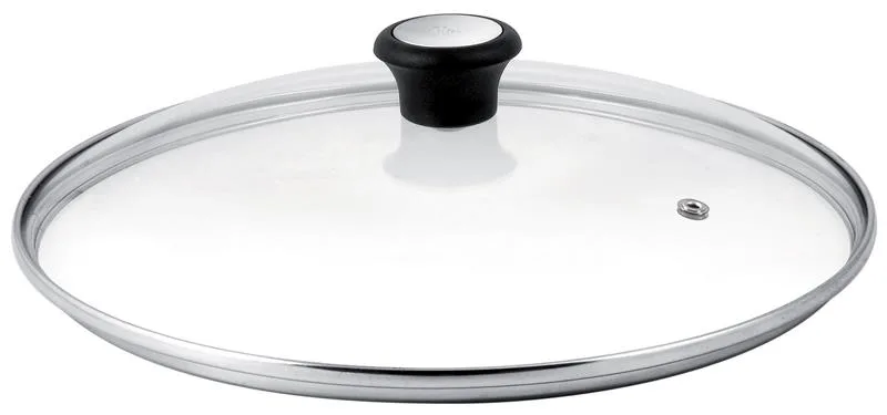 Кришка Tefal, 24 см, скляна, з нержавіючої сталі, бакелітова, прозора.