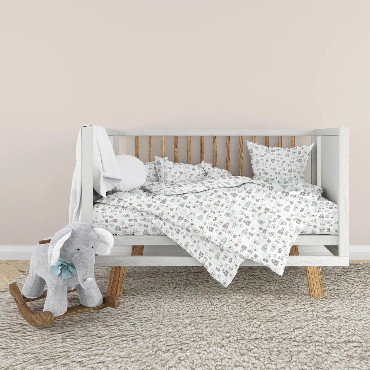 Дитячий комплект постільної білизни Home Line Фланель 112х147 см Салатовий Коричневий