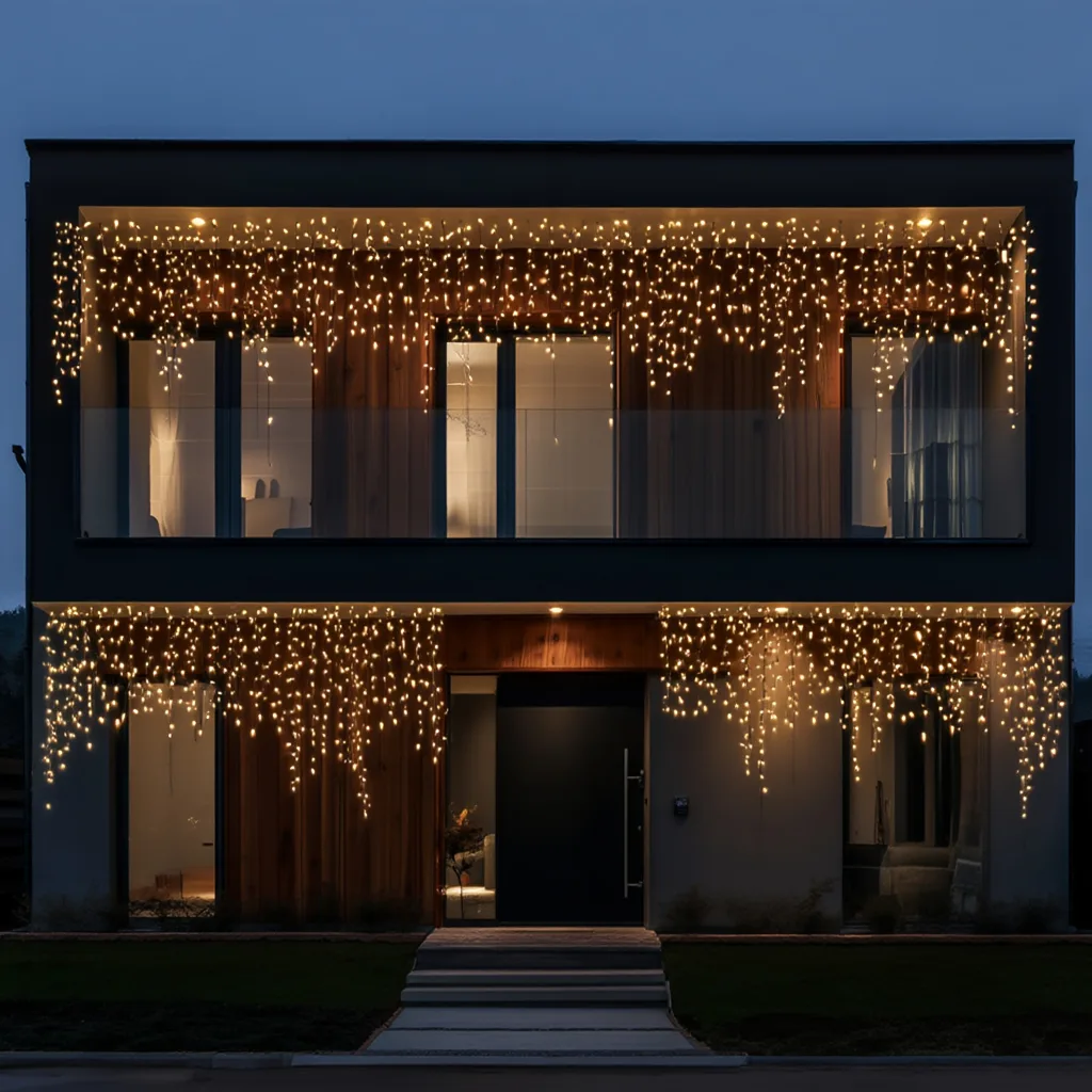 Вулична гірлянда Бахрома 25 м 405 LED чорний провід жовтий