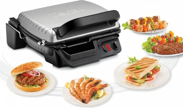 Гриль Tefal прижимной Ultracompact 2000Вт, 3 температурных режима, съемные пластины, раскрытие на 180°, металлический корпус