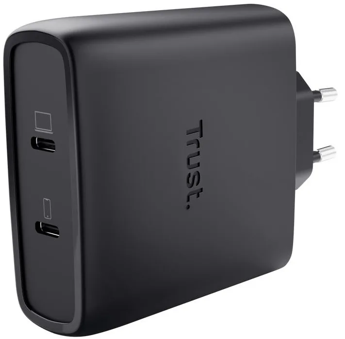 Зарядний пристрій мережевий Trust Maxo 100Вт, GaN, 2xUSB-C ,PD/PPS, чорний