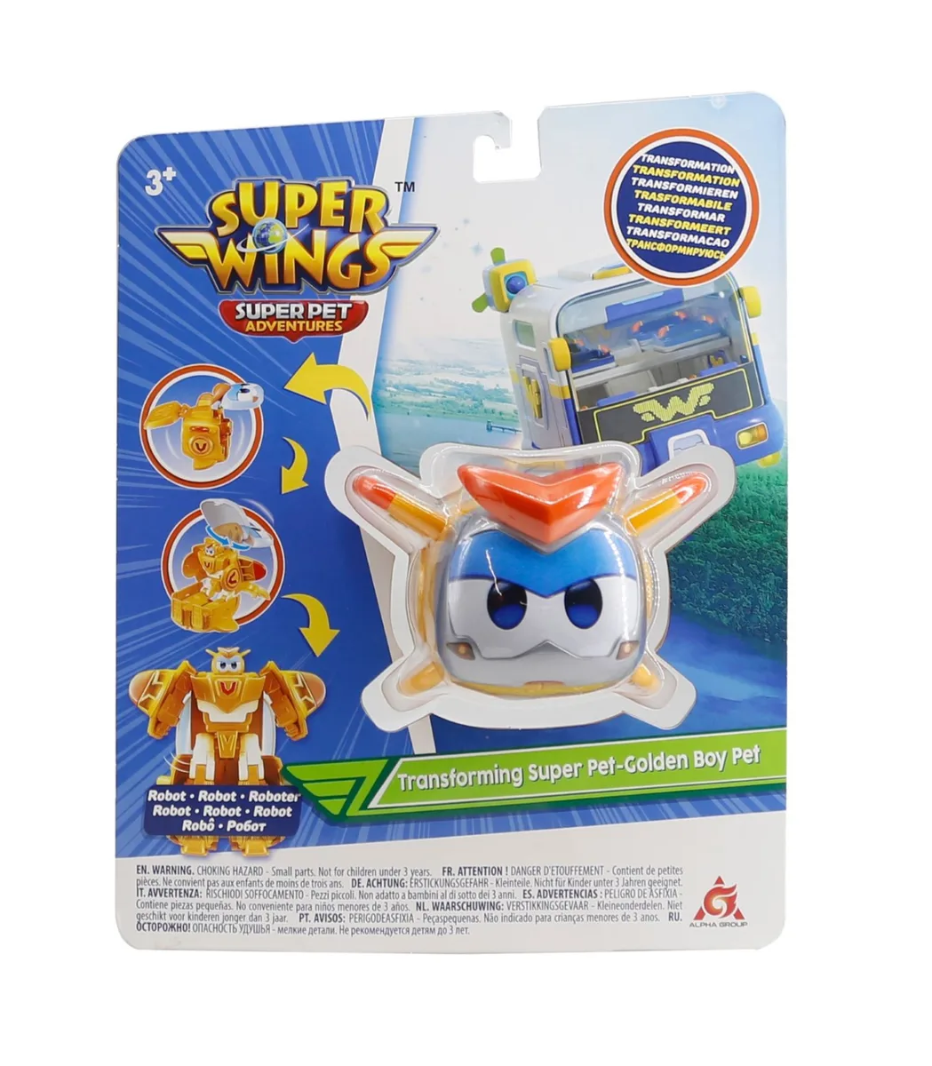 Игровая фигурка-трансформер Super Wings Золотой Мальчик любимец (Golden Boy pet)