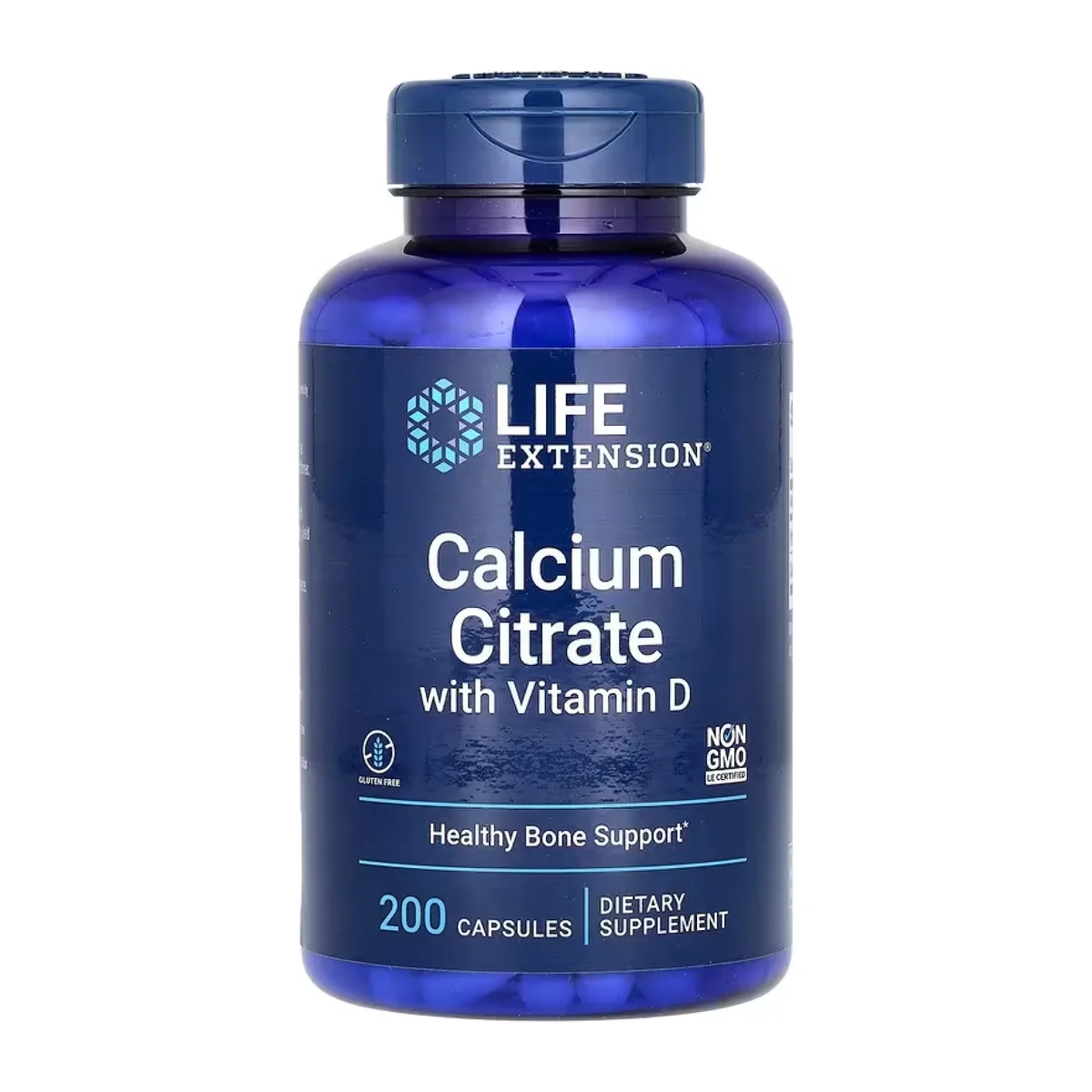 Кальций цитрат с витамином D Life Extension 200 капсул без ГМО для здоровья костей
