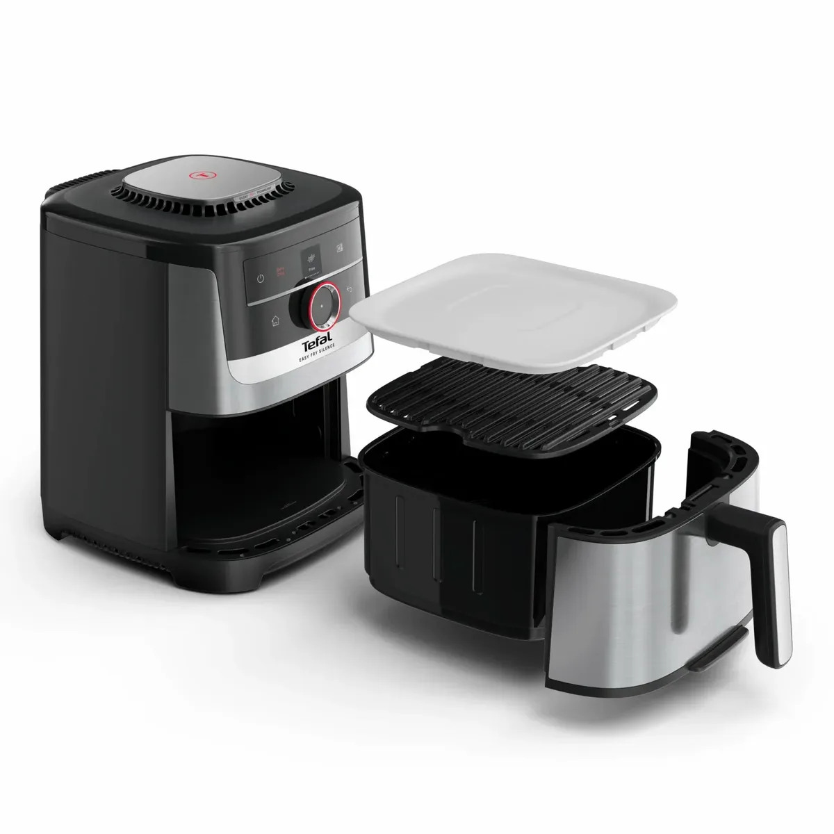Мультипіч Tefal Easy Fry Silence Smart, 1670 Вт, об'єм 5 л, сенсорне управління, 55 програм, пластиковий корпус, сірий колір.