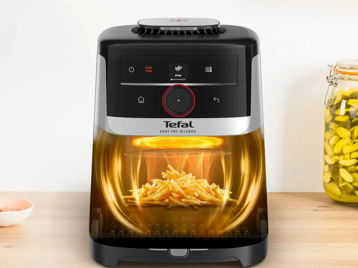 Мультипіч Tefal Easy Fry Silence Smart, 1670 Вт, об'єм 5 л, сенсорне управління, 55 програм, пластиковий корпус, сірий колір.