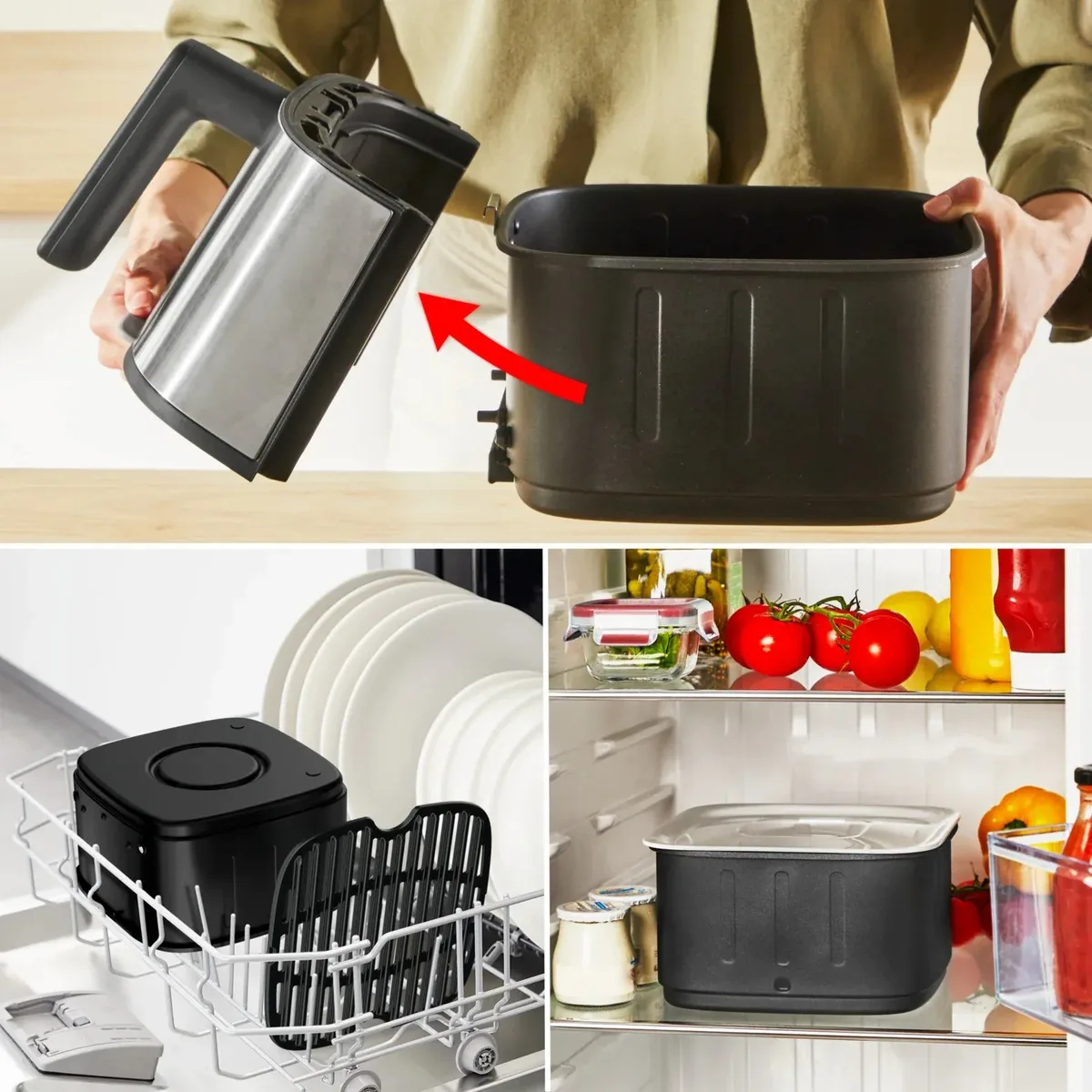 Мультипіч Tefal Easy Fry Silence Smart, 1670 Вт, об'єм 5 л, сенсорне управління, 55 програм, пластиковий корпус, сірий колір.