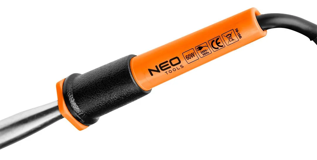 Електричний паяльник Neo Tools 60Вт з температурою до 450°C, нікельована мідь.