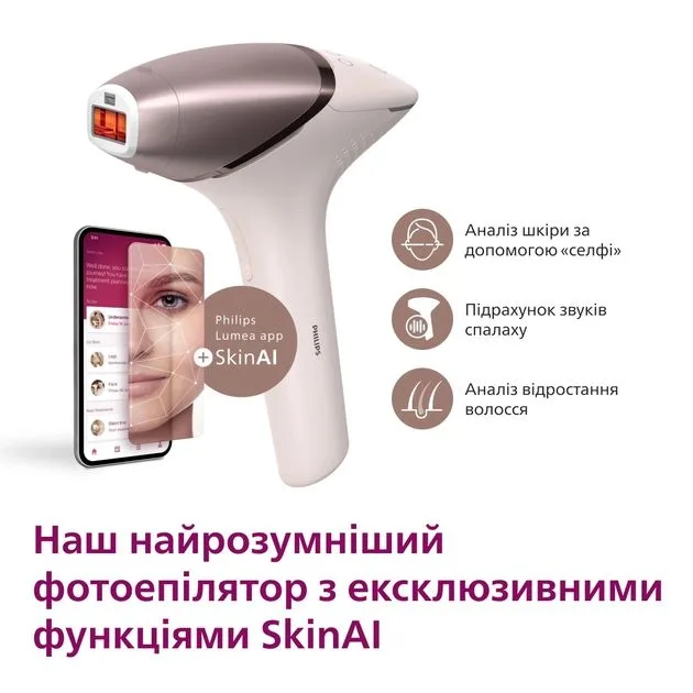 Аккумуляторный фотоэпилятор Philips Lumea IPL 9900 Series, 450000 вспышек, 2-4 см2, 4 насадки, удобный футляр