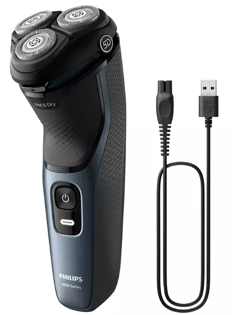 Електробритва Philips роторна для чоловіків синя 3 головки вологе сухе гоління