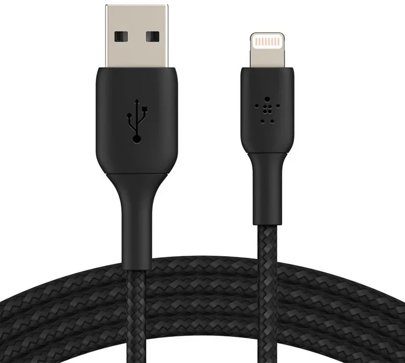 Кабель USB-A > Lightning заряджання/синхронізації Belkin 1м, 12Вт, плетений, чорний