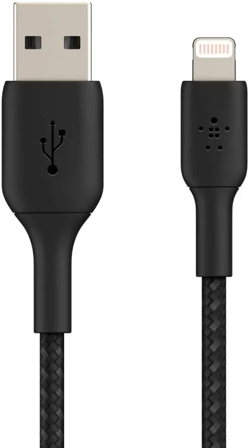 Кабель USB-A > Lightning заряджання/синхронізації Belkin 1м, 12Вт, плетений, чорний